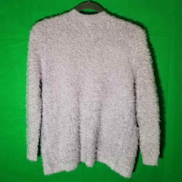 Design History Open Cardigan Womens Size L Purple Long Sleeve 100% Fuzzy Soft - Picture 2 of 5